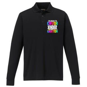 Funny I'm Ready To Crush Kindergarten Back To School Performance Long Sleeve Polo