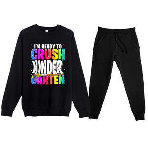 Funny I'm Ready To Crush Kindergarten Back To School Premium Crewneck Sweatsuit Set