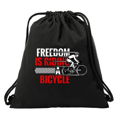 Freedom Is Riding A Bicycle Drawstring Bag