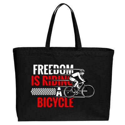 Freedom Is Riding A Bicycle Cotton Canvas Jumbo Tote