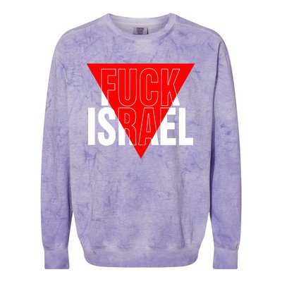 Fuck Israel Red Triangle Colorblast Crewneck Sweatshirt