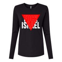 Fuck Israel Red Triangle Womens Cotton Relaxed Long Sleeve T-Shirt