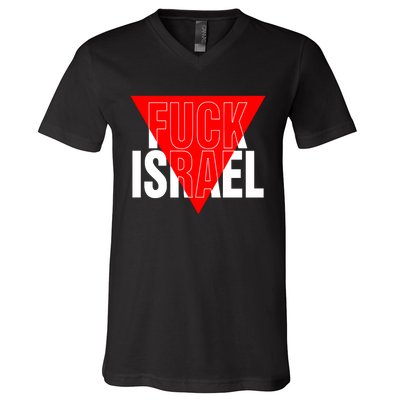 Fuck Israel Red Triangle V-Neck T-Shirt