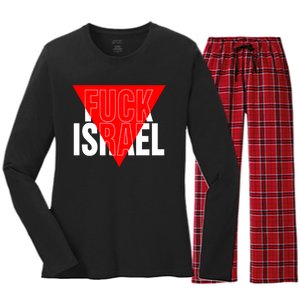 Fuck Israel Red Triangle Women's Long Sleeve Flannel Pajama Set 