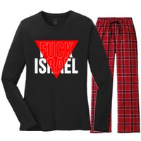 Fuck Israel Red Triangle Women's Long Sleeve Flannel Pajama Set 