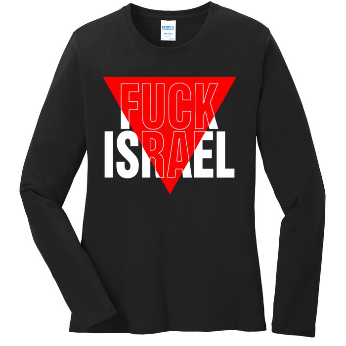 Fuck Israel Red Triangle Ladies Long Sleeve Shirt