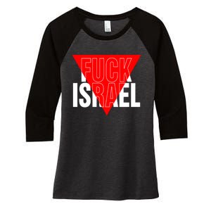 Fuck Israel Red Triangle Women's Tri-Blend 3/4-Sleeve Raglan Shirt