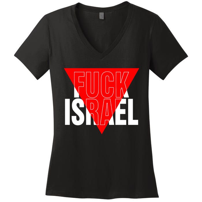 Fuck Israel Red Triangle Women's V-Neck T-Shirt