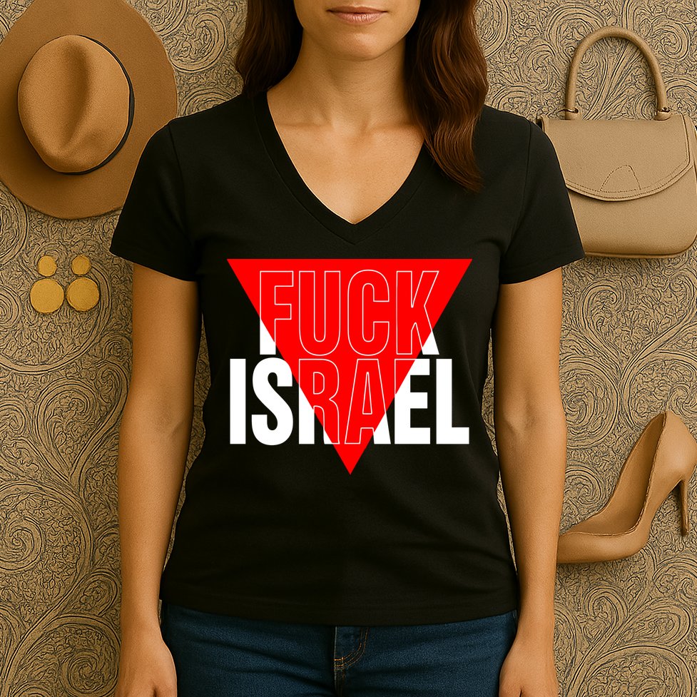 Fuck Israel Red Triangle Women's V-Neck T-Shirt