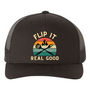 Flip It Real Good Funny BBQ Cookout Grill Masters Yupoong Adult 5-Panel Trucker Hat