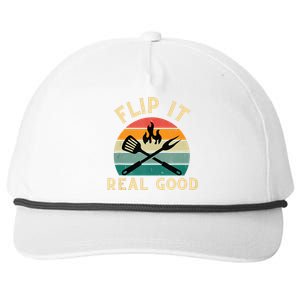 Flip It Real Good Funny BBQ Cookout Grill Masters Snapback Five-Panel Rope Hat