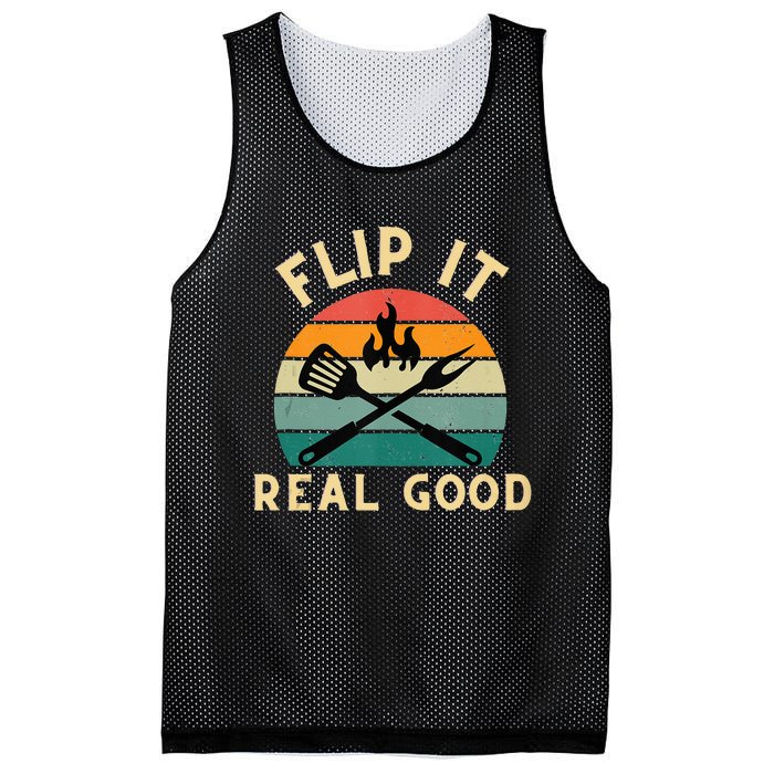 Flip It Real Good Funny BBQ Cookout Grill Masters Mesh Reversible Basketball Jersey Tank