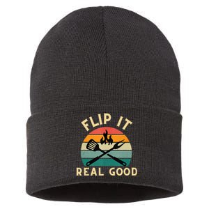 Flip It Real Good Funny BBQ Cookout Grill Masters Sustainable Knit Beanie