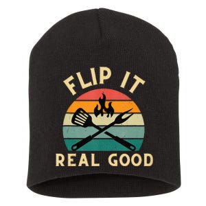 Flip It Real Good Funny BBQ Cookout Grill Masters Short Acrylic Beanie