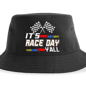 Funny Its Race Day Yall Checkered Flag Racing Track Sustainable Bucket Hat