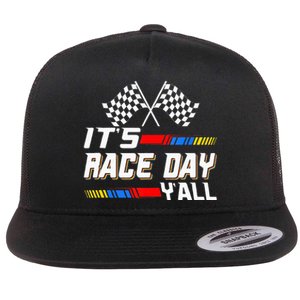 Funny Its Race Day Yall Checkered Flag Racing Track Flat Bill Trucker Hat