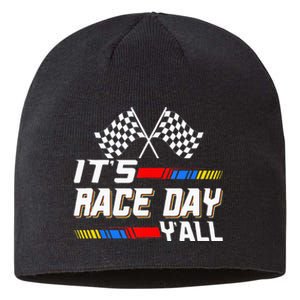 Funny Its Race Day Yall Checkered Flag Racing Track Sustainable Beanie