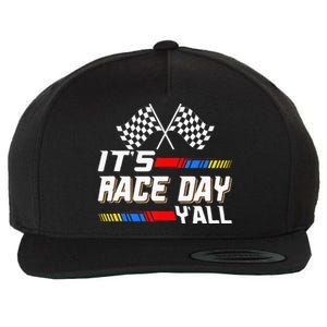 Funny Its Race Day Yall Checkered Flag Racing Track Wool Snapback Cap