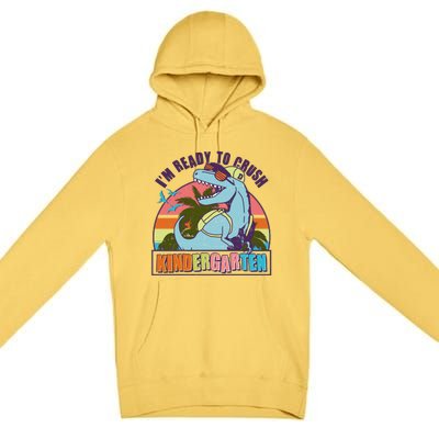 Funny I'm Ready To Crush Kindergarten Retro Dinosaur Premium Pullover Hoodie