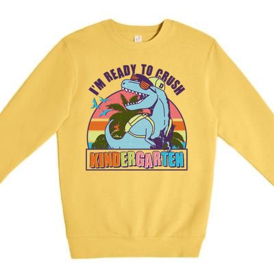 Funny I'm Ready To Crush Kindergarten Retro Dinosaur Premium Crewneck Sweatshirt