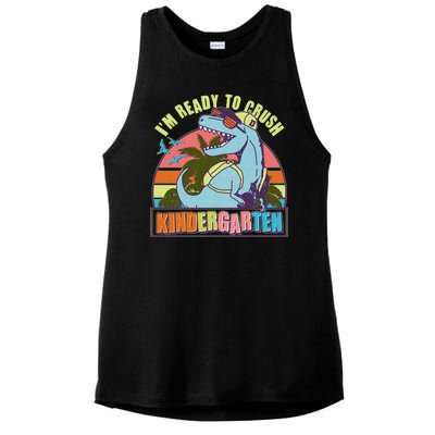 Funny I'm Ready To Crush Kindergarten Retro Dinosaur Ladies PosiCharge Tri-Blend Wicking Tank