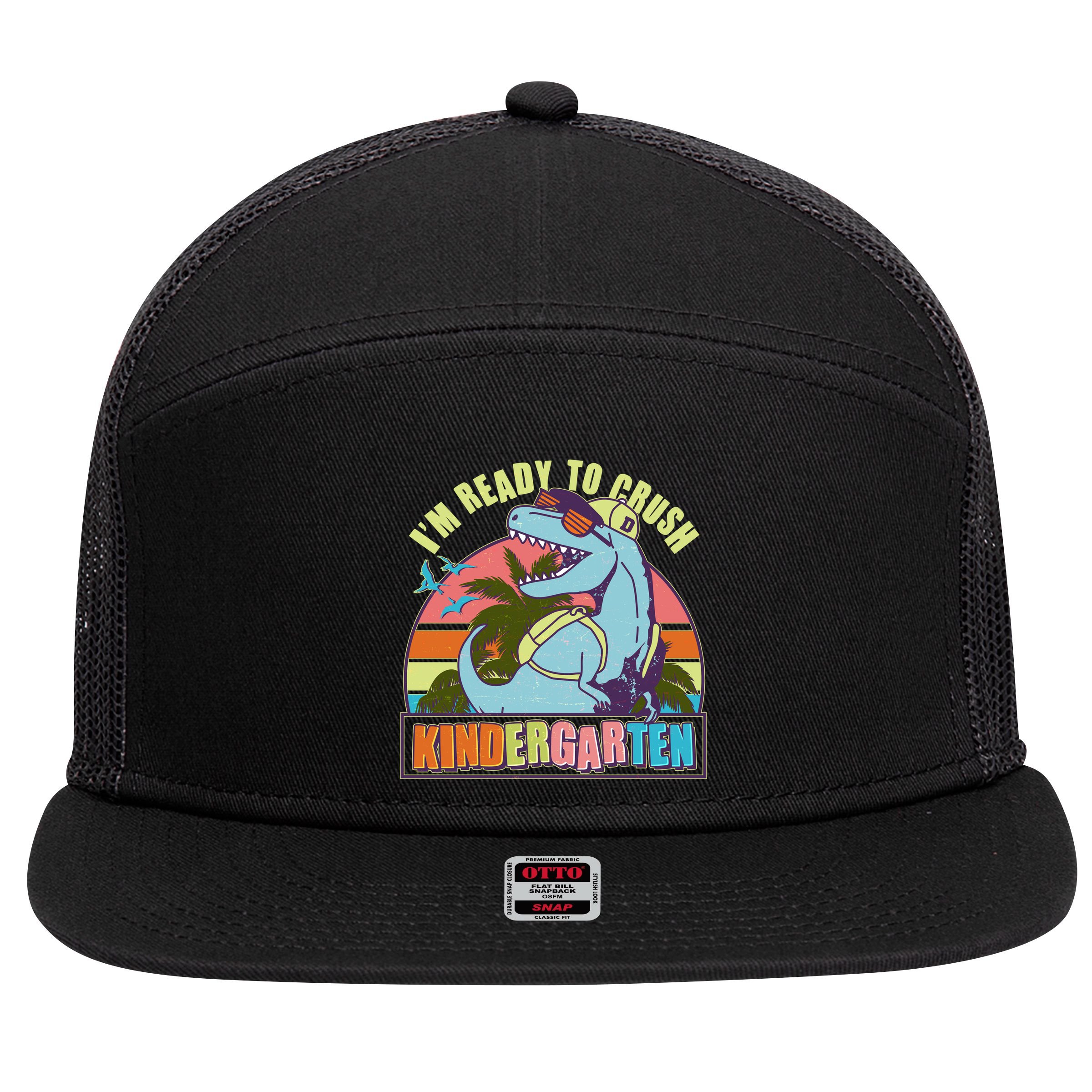 Funny I'm Ready To Crush Kindergarten Retro Dinosaur 7 Panel Mesh Trucker Snapback Hat