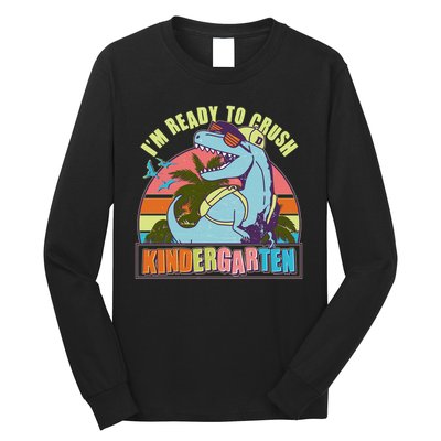 Funny I'm Ready To Crush Kindergarten Retro Dinosaur Long Sleeve Shirt