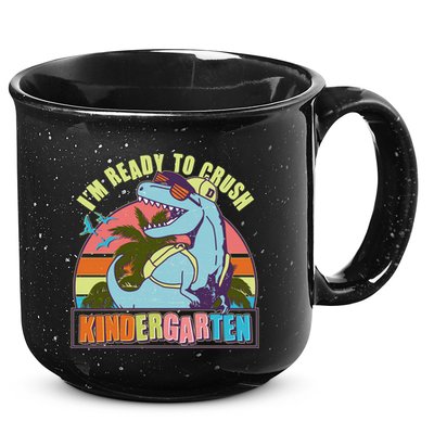Funny I'm Ready To Crush Kindergarten Retro Dinosaur 15oz Campfire Ceramic Mug