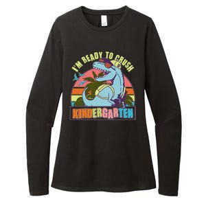 Funny I'm Ready To Crush Kindergarten Retro Dinosaur Womens CVC Long Sleeve Shirt