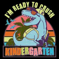 Funny I'm Ready To Crush Kindergarten Retro Dinosaur Flat Bill Trucker Hat