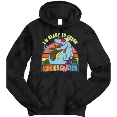 Funny I'm Ready To Crush Kindergarten Retro Dinosaur Tie Dye Hoodie