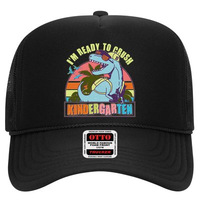 Funny I'm Ready To Crush Kindergarten Retro Dinosaur Trucker Hat