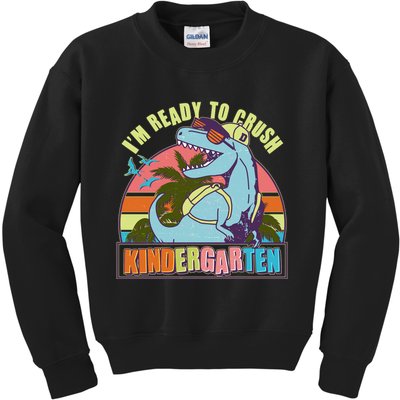 Funny I'm Ready To Crush Kindergarten Retro Dinosaur Kids Sweatshirt