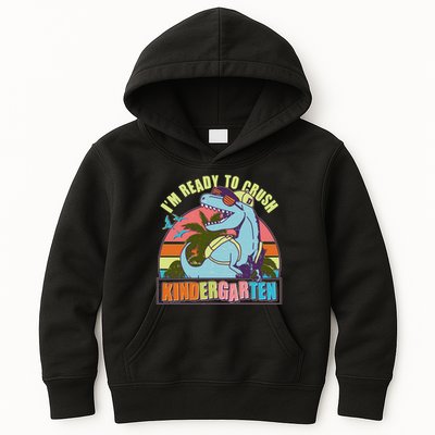 Funny I'm Ready To Crush Kindergarten Retro Dinosaur Kids Hoodie