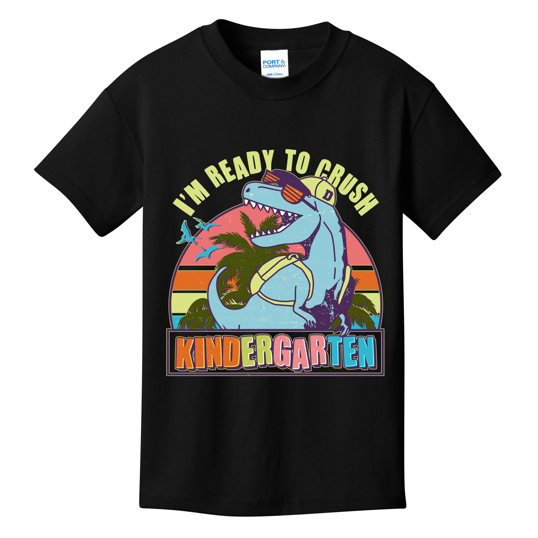Funny I'm Ready To Crush Kindergarten Retro Dinosaur Kids T-Shirt