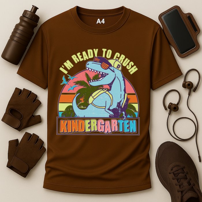 Funny I'm Ready To Crush Kindergarten Retro Dinosaur Cooling Performance Crew T-Shirt