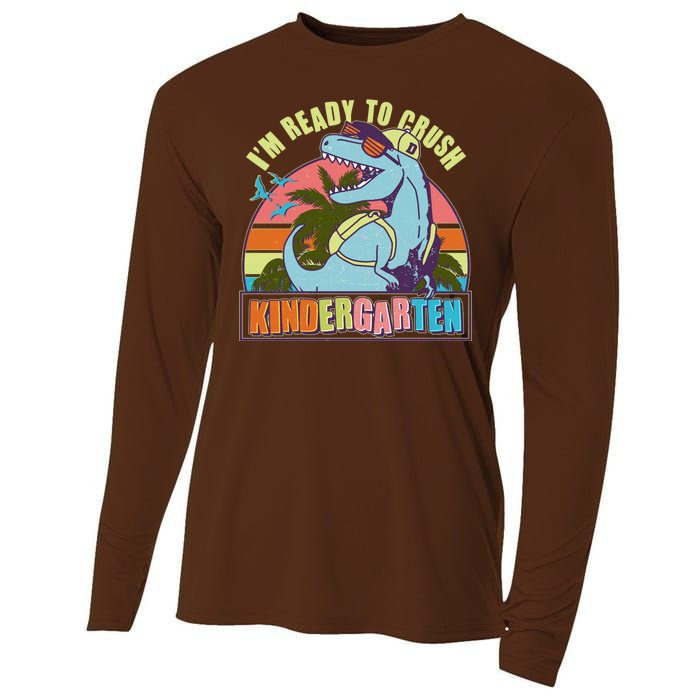 Funny I'm Ready To Crush Kindergarten Retro Dinosaur Cooling Performance Long Sleeve Crew