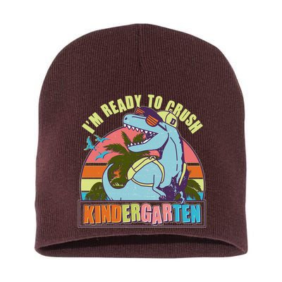 Funny I'm Ready To Crush Kindergarten Retro Dinosaur Short Acrylic Beanie