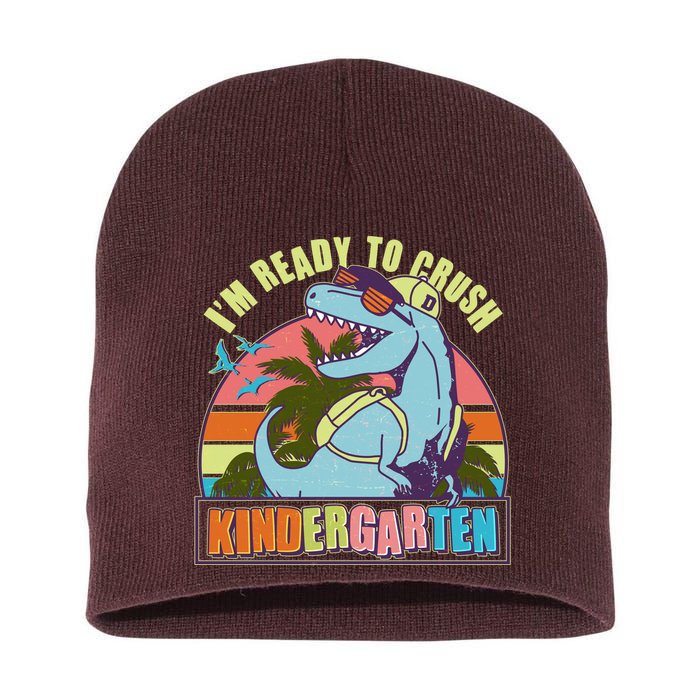 Funny I'm Ready To Crush Kindergarten Retro Dinosaur Short Acrylic Beanie