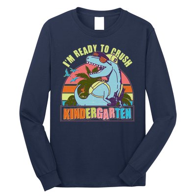 Funny I'm Ready To Crush Kindergarten Retro Dinosaur Long Sleeve Shirt