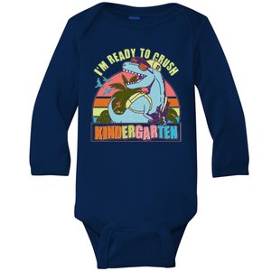 Funny I'm Ready To Crush Kindergarten Retro Dinosaur Baby Long Sleeve Bodysuit