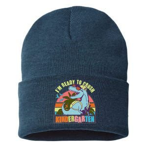 Funny I'm Ready To Crush Kindergarten Retro Dinosaur Sustainable Knit Beanie