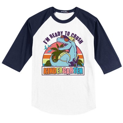 Funny I'm Ready To Crush Kindergarten Retro Dinosaur Baseball Sleeve Shirt