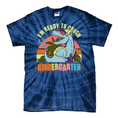 Funny I'm Ready To Crush Kindergarten Retro Dinosaur Tie-Dye T-Shirt