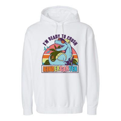 Funny I'm Ready To Crush Kindergarten Retro Dinosaur Garment-Dyed Fleece Hoodie