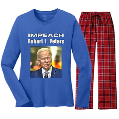 Funny Impeach Robert L Peters Anti Biden Political ProTrump Women's Long Sleeve Flannel Pajama Set 