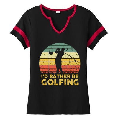 Funny Id Rather Be Golfing Ladies Halftime Notch Neck Tee