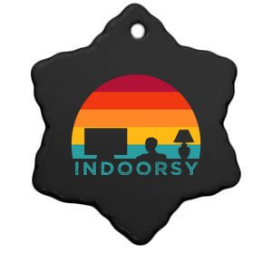 Funny Indoorsy Rather Be Inside Indoors Streaming Meme Gift Ceramic Star Ornament