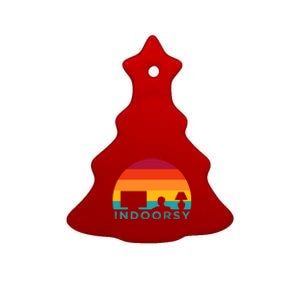 Funny Indoorsy Rather Be Inside Indoors Streaming Meme Gift Ceramic Tree Ornament