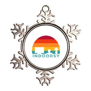 Funny Indoorsy Rather Be Inside Indoors Streaming Meme Gift Metallic Star Ornament